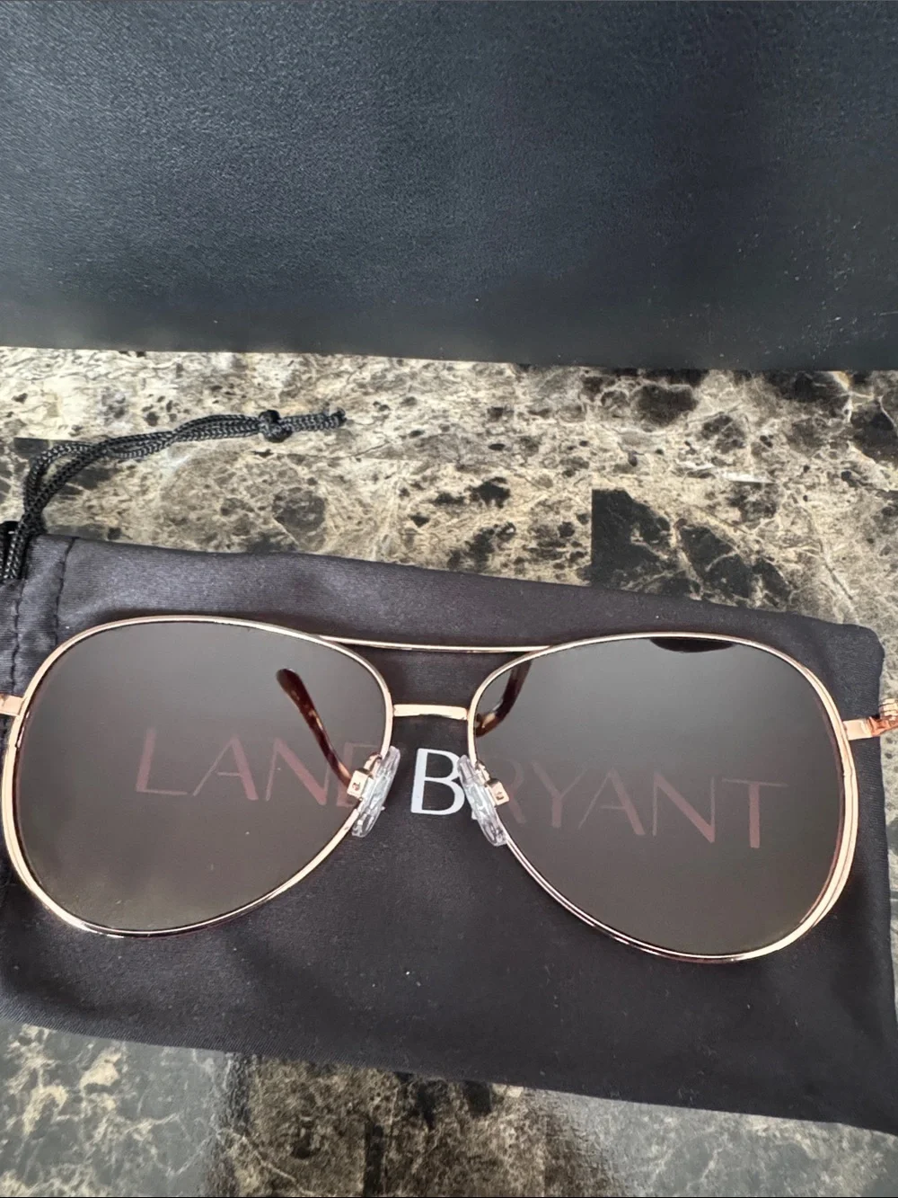 Lane Bryant Rose Gold Aviator Sunglasses with Brown Lenses